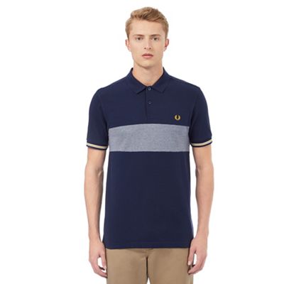 Fred Perry Navy textured insert Oxford polo shirt